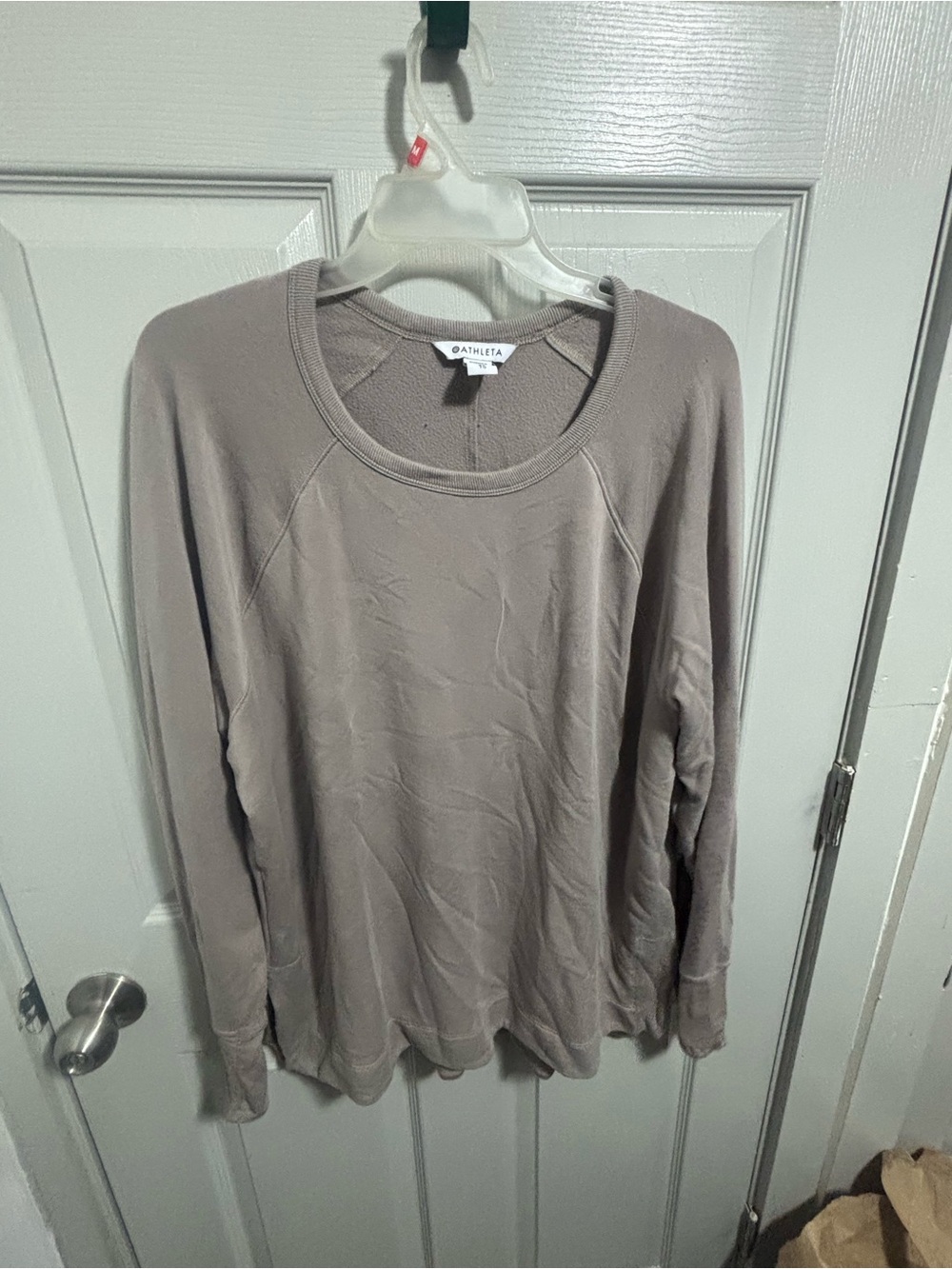 Athleta Taupe Long Sleeve Crewneck Sweatshirt